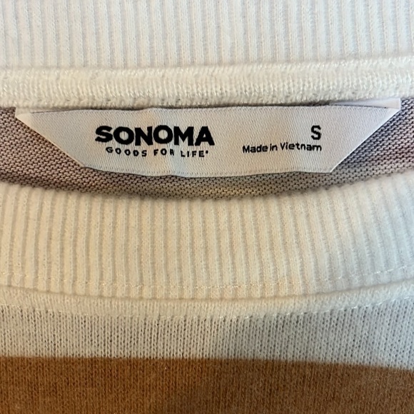 Sonoma “The Supersoft Crewneck’ white multi-stripe sweater size small - Picture 3 of 5